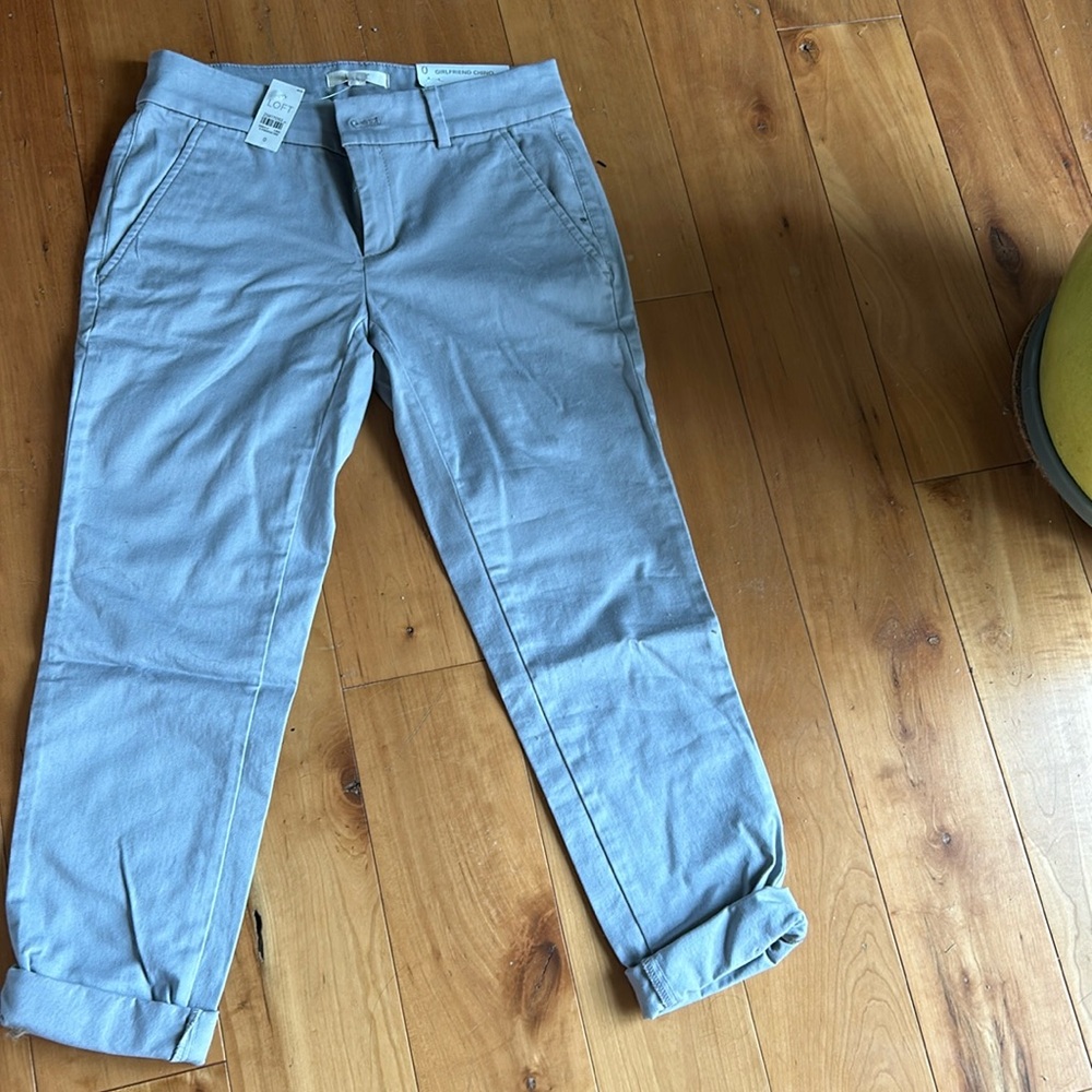 Loft, cotton girlfriend chinos, light grey, size 0, New With Tags